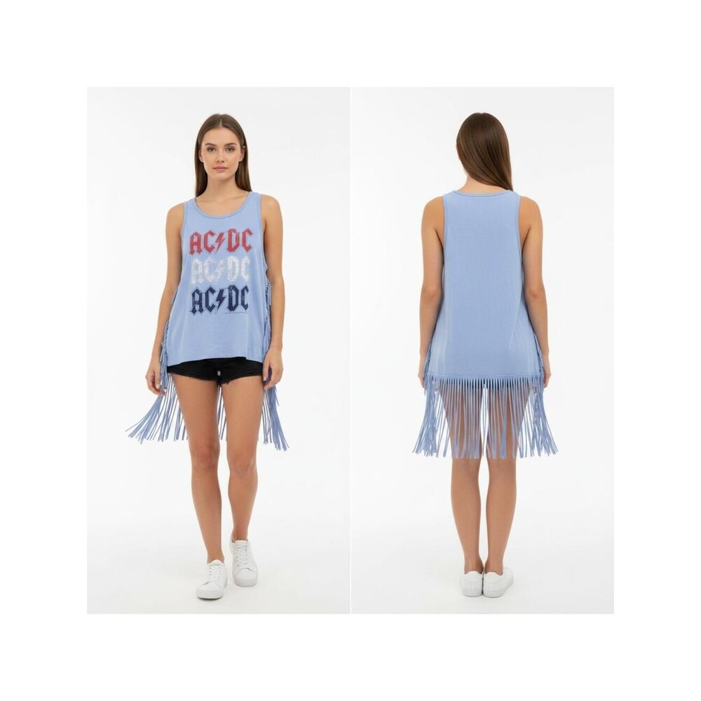 Graphic Fringe Tank Top Rock Band Tee XL